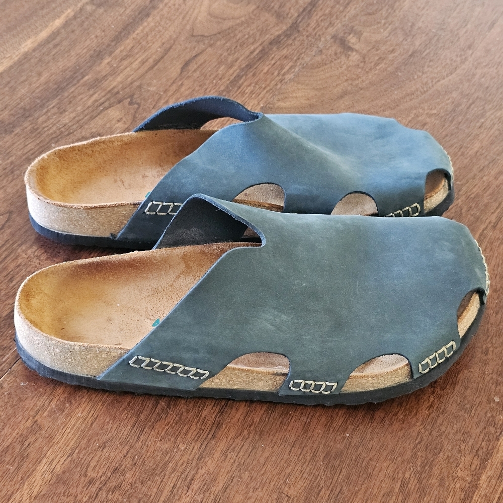 Comfortfusse Clog Blue Leather Suede Orthopedic Arch Support Size 40 9 9.5